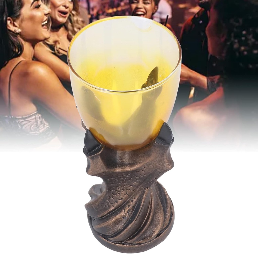 Glass Goblet Drinking Cup, 3D One Hand Claw Glass Goblet with Resin Base, Horrible Resin Skeletal Wine Goblet, Unique Design Skull Hand Goblet for Halloween Party Bar Wine Drinking Glasses