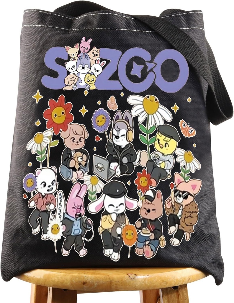 WZMPA K-Pop Member Canvas Tote Bag Korea Group Fans Gift Korean Group Shopping Grocery Bag