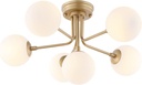 JONATHAN Y JYL9542A Olivier Parisian 24" 6-Light Globe Modern Industrial Iron Bistro LED Semi Flush Mount Transitional Farmhouse Kitchen Hallway Bathroom Bedroom Entryway Foyer, Gold