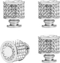 MOROBOR Rhinestone Drawer Knob, 4pcs Zinc Alloy Silver Cabinet Knobs Imitation Diamond Wardrobe Door knobs Round for Kitchen Bathroom Drawer