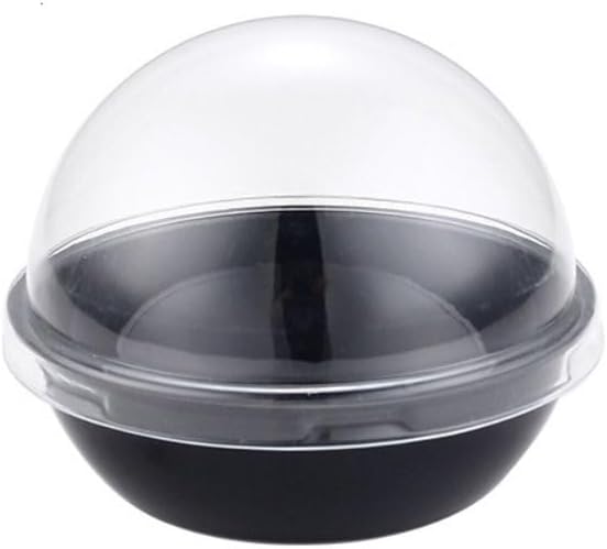 Leadigol 50 Pcs Clear Plastic Mini Cupcake Container, Round Mooncake Packing Box Plastic Egg Yolk Crisp Packaging Tray with Transparent Lid