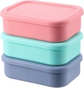 3 Pcs Silicone Bento Box, Reusable 3 Compartment Silicone Bento Lunch Container for Adults, Microwave Dishwasher Freezer Safe (Dark Colors)