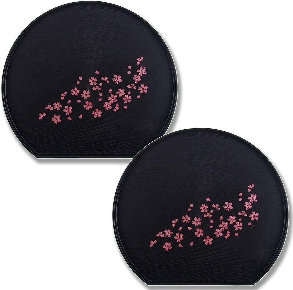 For Set of 2 Japanese Plastic Lacqured Tea Sake Serving Trays