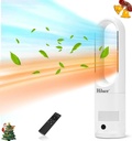 All Season Bladeless Fan, 1400W Space Heater & 40W Tower Fan Combo with Remote,25dB Quiet Heater Fan Combo for Indoor Use,Tip Over and Overheat Protection 80°Oscillation,8Levels, 9H Timer,22"