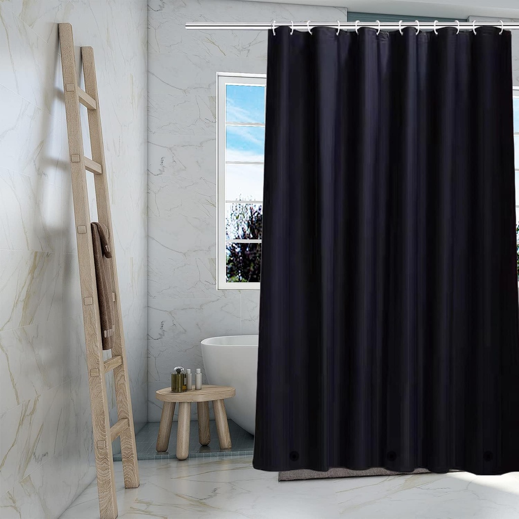Black Shower Curtain Liner, 4G PEVA Shower Liner, Plastic Waterproof Shower Curtains, 72x72 inch with Grommet Holes 3 Magnetic Weights(Black)