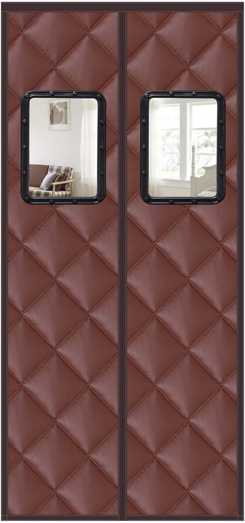 Magnetic Thermal Insulated Door Curtain 63x83in, Winter Stop Draft Keep Cold Out Door Cover, Waterproof Easy to Install, for Air Conditioner Heater Room/Kitchen
