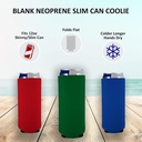Blank Neoprene Slim Can Coolie (2 Pack, Neon Green)