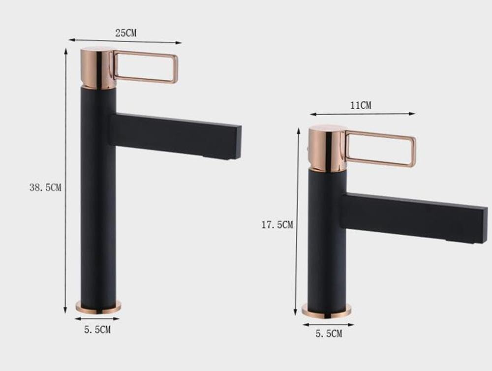 Bathroom Basin Faucet Black Water Mixer Cold and Hot Water Tap Sink Taps Chrome Deck Mounted Crane Taps Black Rose (Color : Light Gray)