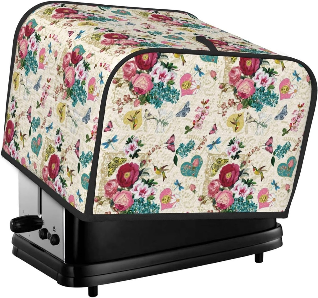 Oven Cover Kitchen Bread Machine Protector,4 Slice Toaster Cover For Home,Fingerprint Coaster Cover,Kitchen Small Appliance,Bird Butterfly Rose