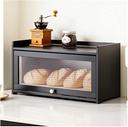 Bread Box, Bread Box for Kitchen Countertop, Large Capacity Bread Storage Container, with Acrylic Door, Bamboo Shelves, for Kitchen, Dining Room, Bakery,Black,52×28cm/20×11in