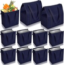 10 Pcs Large Insulated Shopping Bags For Groceries 13 x 12 x 7 inches Reusable Cooler Bags Thermal Totes With Zippered Top For Hot Cold Food Delivery Refrigerator Pizza(Navy Blue)