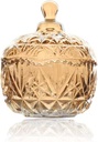 Crystal Glass Candy Dish with Lid Clear Amber Decorative Covered Cookie Jar Storage Container Bowl Jewelry Box for Wedding Party Home Display (10.5x14cm)