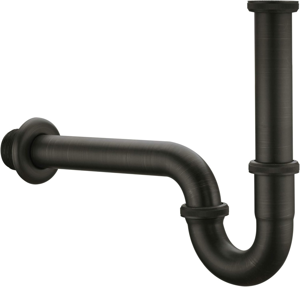 Brass P Trap, 1 1/4 Bathroom Basin Sink Waste Trap Drain Kit with Flange and Slip Joint Extension Tube Drain Tailpiece, Adjustable Height, Oil Rubbed Bronze Finished