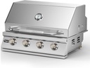 Hygrill 32-Inch Built In Grill, Stainless Steel 4-Burner Grill Head for Outdoor Kitchen, Liquid Propane