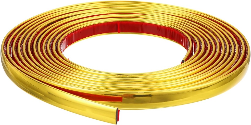 Uxcell Peel and Stick Wall Trim, 0.5 Inch x 16.4 Ft Flexible Molding, Waterproof Self-Adhesive for Mirror Frame Edge, DIY Home Decoration, Gold