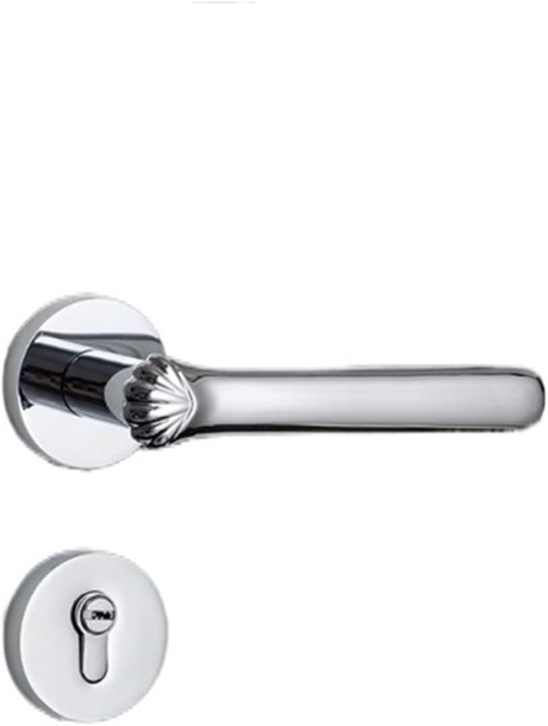 Golden Silent Room Door Lock, Light Luxury Bedroom Bathroom Door Handle, Household Indoor Complete Set of Wooden Door Lock(Bright Chrome Version)