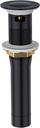 CREA Black Bathroom Drain Stopper, Pop Up Sink Drain with Overflow, Vessel Sink Drain Plug with Anti-Clogging Strainer, All Metal Stainless Steel