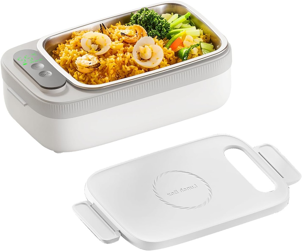 Cordless Electric Lunch Box for Adults, 14000mAh Rechargeable Auto Heated Lunch Box, 1L Portable Self-Heating Food Warmer for Car, Office, Travel, Picnic & outdoor