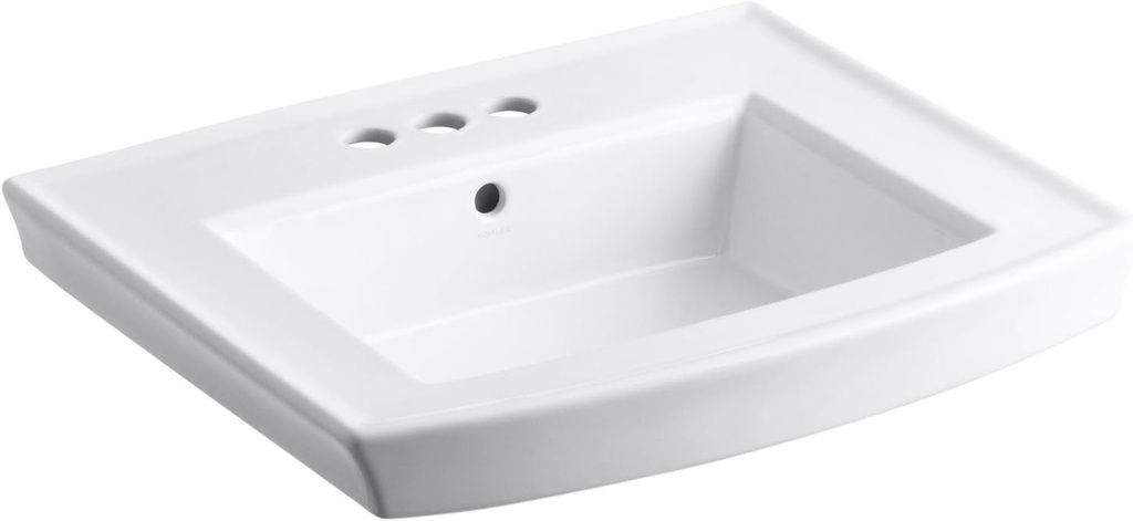 KOHLER K-2358-4-0 Archer Pedestal Bathroom Sink Basin with 4-Inch Centers, White