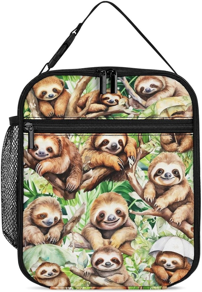 Sloth Lunch Box - Cute Reusable Sloth Lunch Bag for Women Men Kids - Small Portable Foldable Insulated Lunchbox for School Work Picnic