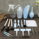 HAPYLY 16pcs Succulent Transplanting Tools Mini Gardening Hand Tools Kit Set Fairy Garden Bonsai Planting Hand Tools Set for Indoor Gardening Plant Care (Blue)