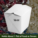 100% Recyclable 16oz White Chinese Takeout Container Boxes 50pk. Leakproof Greaseproof To Go Containers for Restaurants, Events, Parties Bulk Pack, Microwaveable, Stackable Meal Pails for Food Service