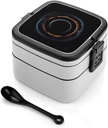 Mysterious Cosmic Black Holes Bento Box Leak-Proof Double Layered Lunch Containers with Spoons And Invisible Handle, Portable Lunch Boxes for Work Picnic Travel