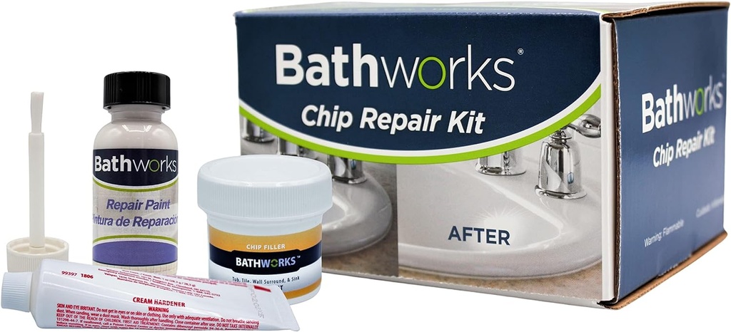 Bathworks Tub And Tile Chip Repair Kit; 4 oz; Bathtubs, Sinks, Tiles, Basins (WHITE)