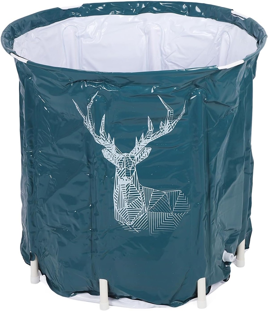 Folding Spa Bath Tub 80L Large Capacity PVC Portable Foldable Soaking Bath Tub with Bracket for Home Ideal for Small Spaces