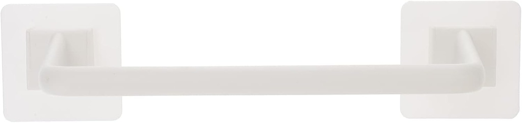 Housoutil 1PC Self Adhesive Towel Bar, 12inch No Drill Hand Towel Hanger, Plastic Short Self Adhesive Wall Mount Hanger Rack for Kitchen Bathroom Laundry Room (White)