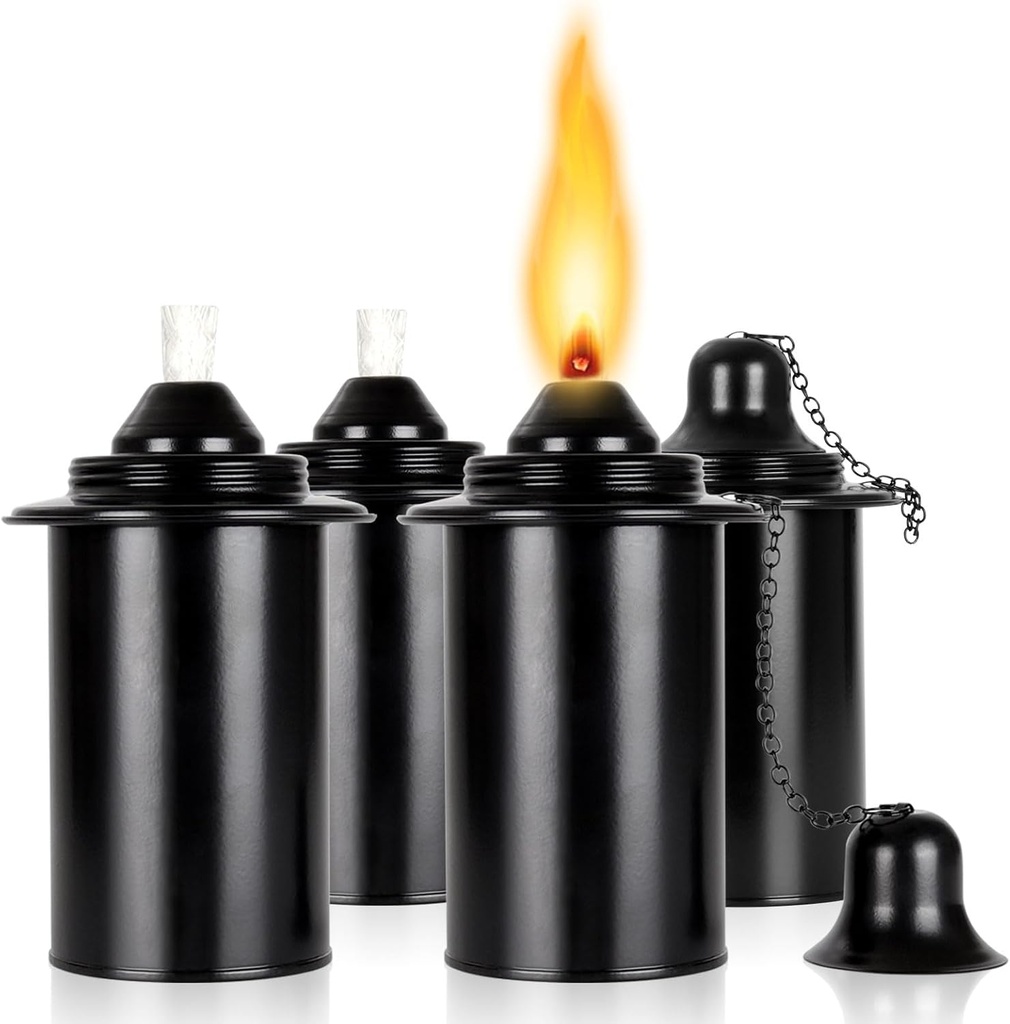 12oz Torch Replacement Canisters, Bamboo Lantern Refillable Torches, Decorative Torch Canister Replacement for Yard, Patio, Deck, Garden, Party, Landscap (12OZ-4PCS)