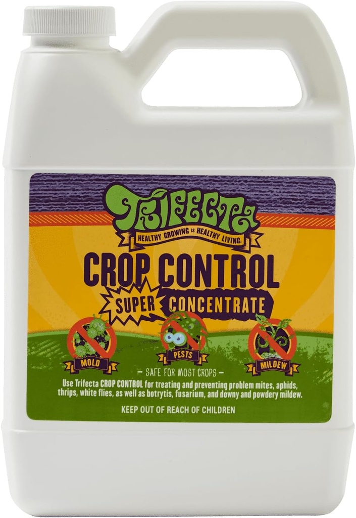 Trifecta Crop Control Super Concentrate All-in-One Natural Pesticide, Fungicide, Miticide, Insecticide, Help Defeat Spider Mites, Powdery Mildew, Botrytis, Mold, and More on Plants 4 OZ