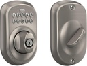 Schlage BE365 PLY 619 Plymouth Keypad Deadbolt, Electronic Keyless Entry Lock, Satin Nickel