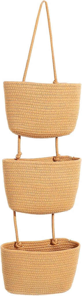 Wall-mounted Basket Woven from Cotton Rope Storage Baskets for Kitchens Nurseries