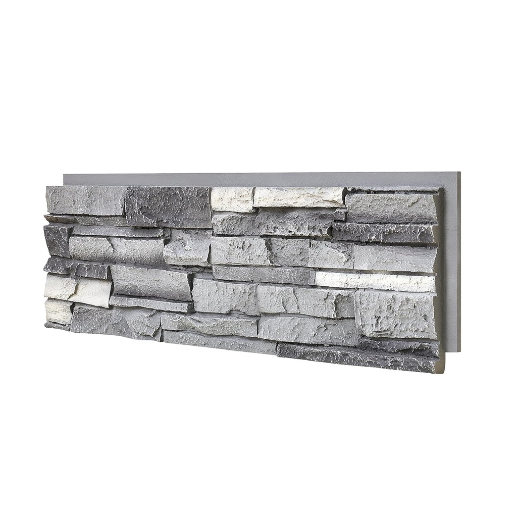 Fogstone Premium Faux Stone Wall Panel, 41.92" x 12.4", Lightweight PU, DIY Tongue & Groove, Indoor/Outdoor Decorative Siding (2 Panels)