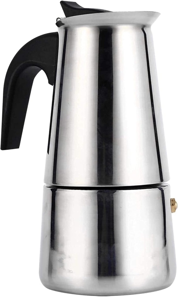 Mocha Pot- 200ml/300ml/450ml Stainless Steel Moka Pot Espresso Coffee Maker Stove Home Office Use (Color : Silver, Size : 450ml) (Silver 450ml)