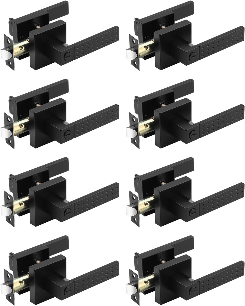 8 Pack Privacy Black Door Handles, Heavy Duty Door Levers for Bedroom and Bathroom, Left or Right Handed, Matte Black Finish