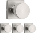 Kwikset Pismo Dummy Door Knob, Single Sided Handle for Closets, French Double Doors, and Pantry, Satin Nickel Non-Turning Interior Push/Pull Door Knob, with Microban Protection, Square Rose