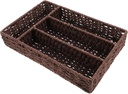 PRETYZOOM Decorative Woven Sundries Basket Stylish Coffee Station Organizer for Home Office Practical Storage with Open Design for Makeup Tea Bag Organization