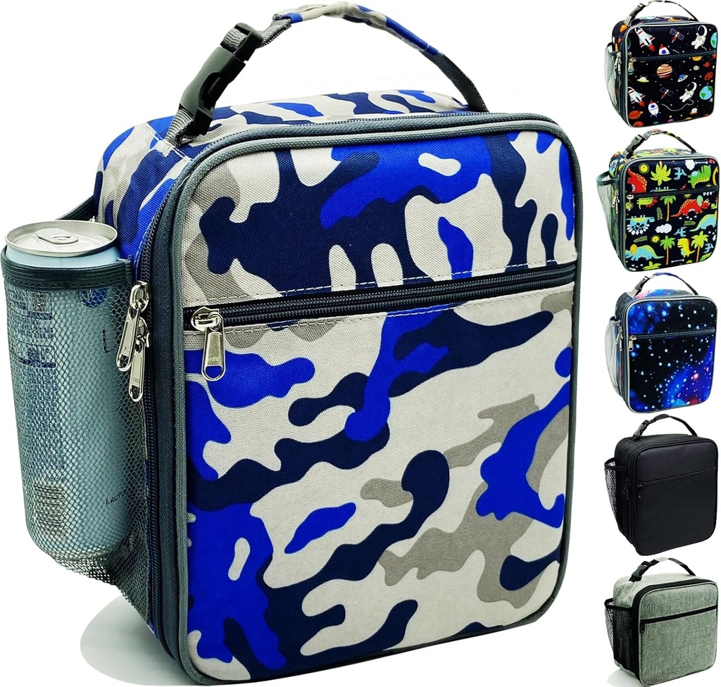 Kulle Kids Lunch Box,Insulated Lunch Box for Boys and Girls,Freezable Lunchbox, Lunch Bag kids Reusable Lunch Boxes for School,Work,Outdoor(Camo)