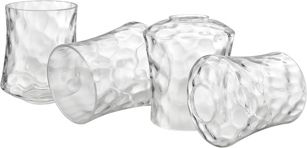 Aspen Creative 23530-63-4, Clear Hammered Glass Shade for Lighting Fixture/Vanity Light/Wall Light/Pendant, Size: 4-1/2" D x 5-3/8" H, 4 Pack