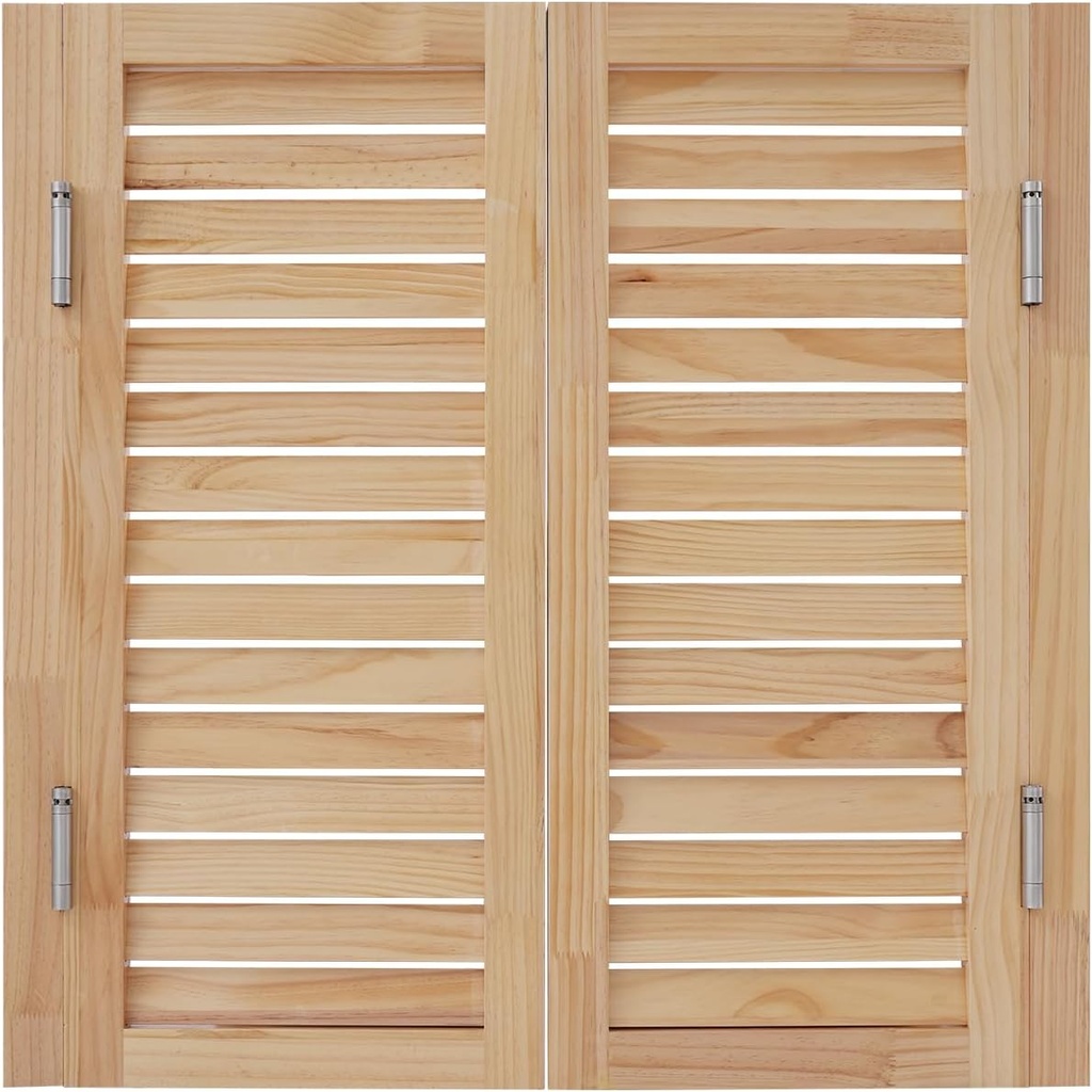 Swinging Door Cafe Doors, 35.4" Wx35.4 H Wooden Half Saloon Door with 4 Metal Hinges, Double Entrance Partition for Kitchen Cellar Bar Barn Porch, Wood Color