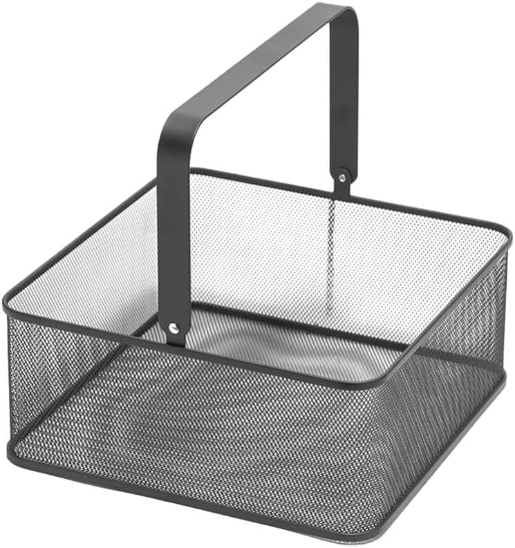 Cabilock Home Metal Storage Box Small Hand Basket for Kitchen Vegetable Holder Portable Household Organizer for Living Room Bathroom and Dorm Use
