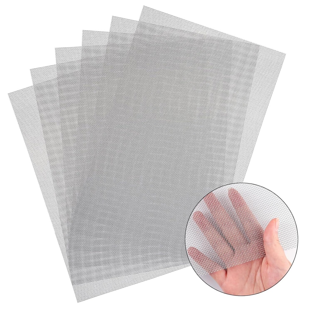 6 Pack 12×8 Inch Wire Mesh Screen, 20 Mesh Stainless Steel Mesh, Sturdy No Rust Metal Mesh Screen for DIY Projects, Cage, Vent, Garden, Window Screen, Filter Mesh