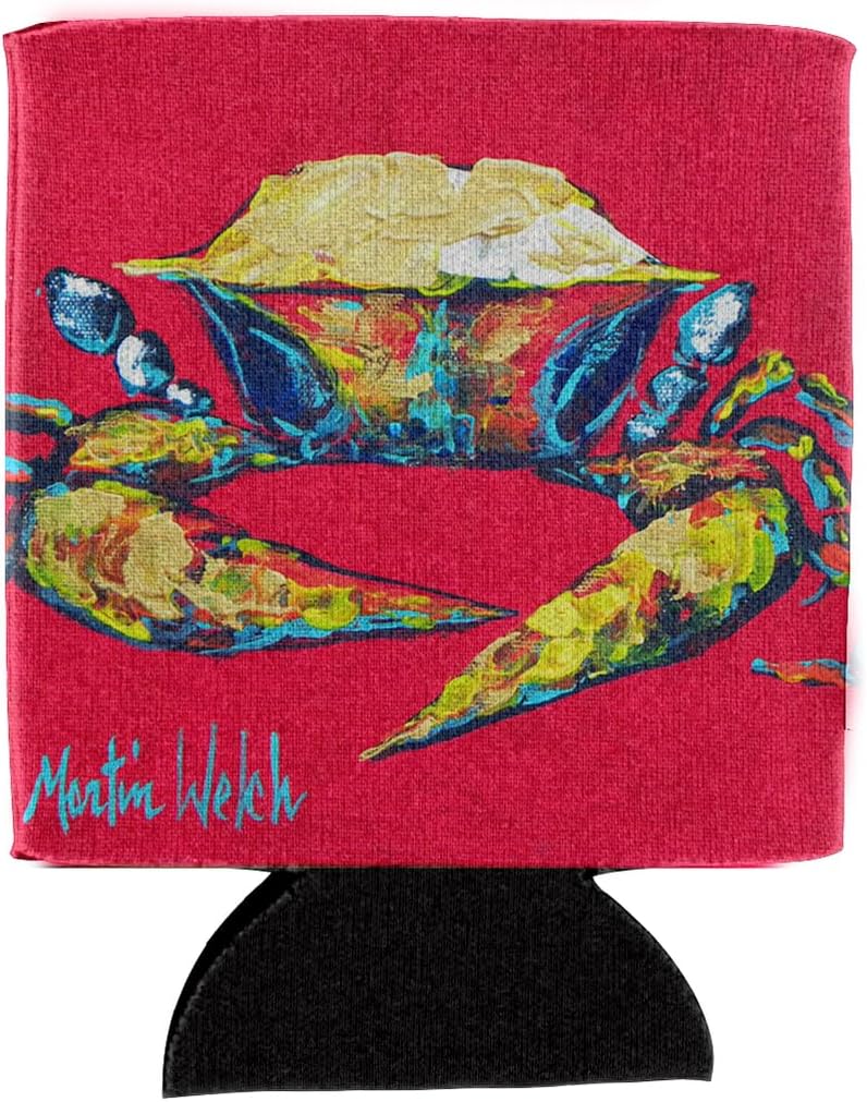 Caroline's Treasures MW1050CC Crab Red One Can or Bottle Hugger Cooler Washable Drink Sleeve Collapsible Beverage Insulated Holder, Can Hugger, Multicolor