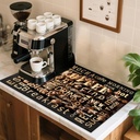 Dish Drying Mat for for Kitchen Counter-Coffee Bar Mat Accessories Fit Under Espresso Machine Maker, Super Absorbent Hide Stain Quick Dry Mat Non-slip dish rack (Coffee Beans, 16"X24")