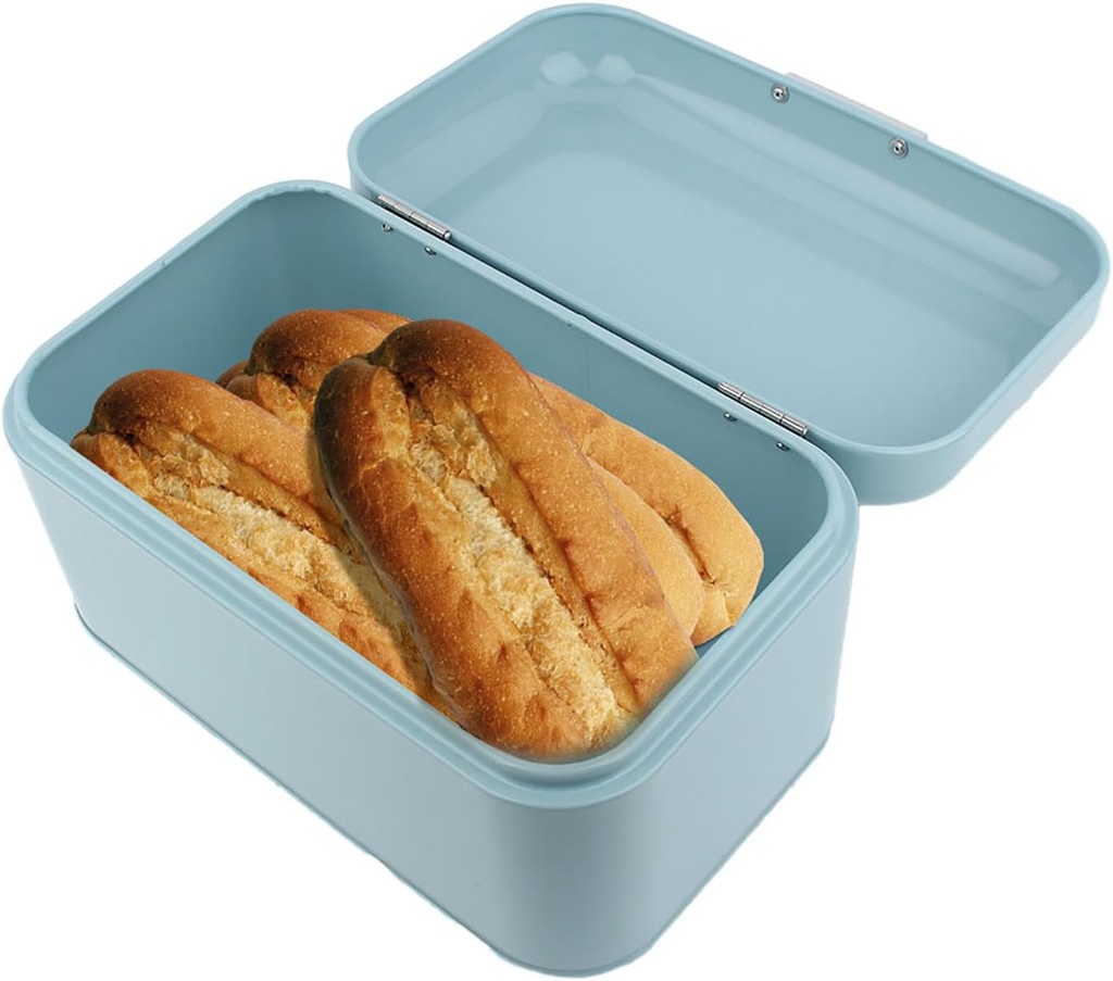Bread Box Retro Bread Holder Metal Blue Bread Box Large Capacity Kitchen Storage Container for Kitchen Countertop Bread Bin for Baking Baked Goods Storage (Blue)