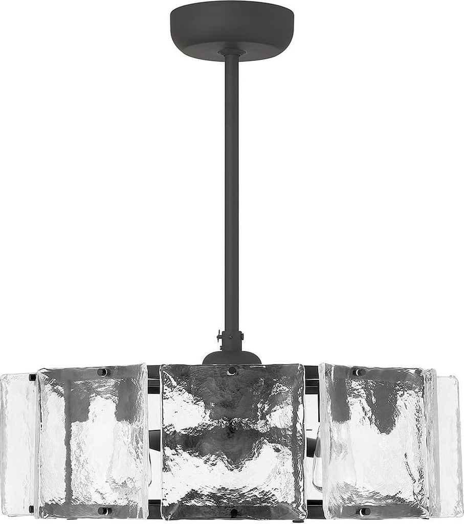 Savoy House 27-FD-8201-89 Genry Coastal Clear Water Piastra Glass Drum Fandelier Ceiling Fan with LED Light and Remote, 17" H x 27" W, Matte Black