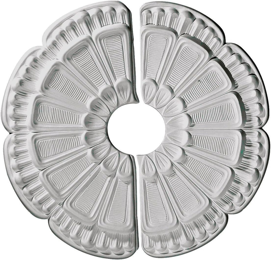 18 1/2"OD x 3 5/8"ID x 7/8"P Flower Ceiling Medallion, Two Piece (Fits Canopies up to 3 5/8")