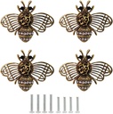 Bee Knobs, Unique Cabinet Drawer Knob, Antique Gold Bee Knobs for Dresser Cabinet Door Knob Pulls, Decorative Nature Theme Single Hole Hardware Furniture Knob Handles 4PCS (Antique Gold)
